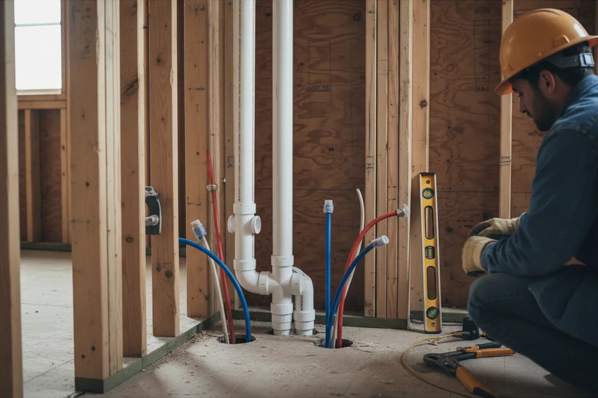 Drain and supply rough-in during Leak Detection in Van Buren